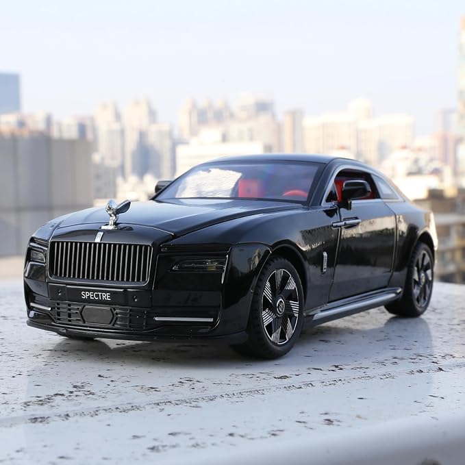 BDTCTK Compatible for 1:24 Rolls Royce Spectre Model Car, Diecast Collectible Pull Back Toy Car with Sound and Light for Adults Kids Boys Girls, Gift Black