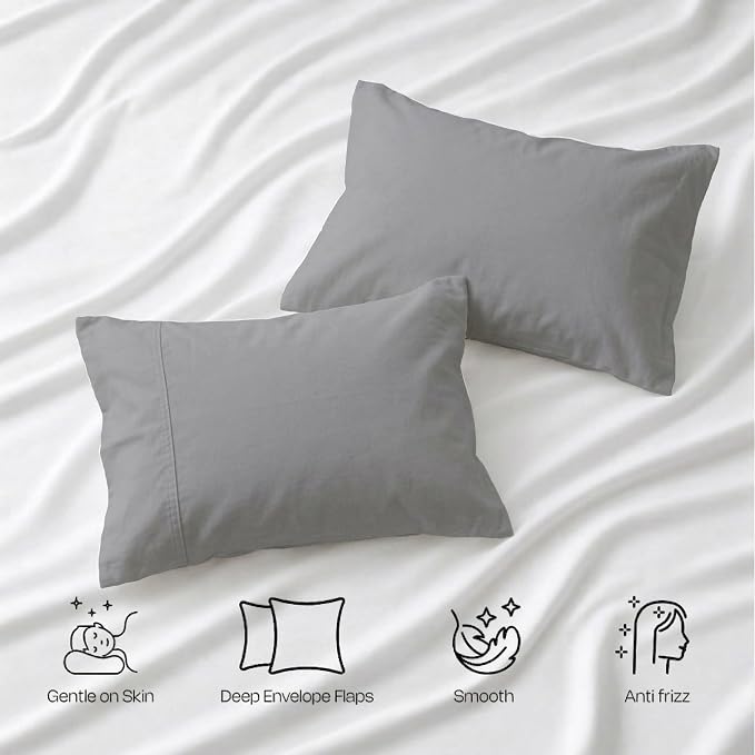 Twin XL Size Sheets Set, 4-Piece Premium Egyptian Long-Staple 100% Cotton Bedding Set, Single-Ply Luxury Sateen Weave Hotel Quality Sheets, Soft & Breathable, 15” Deep Pockets, Light Grey
