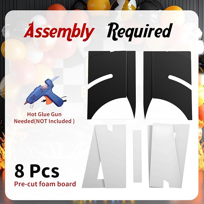 Zhanmai Racing Party Backdrop Decor Open U Shaped Race Track Arch Backdrop Stand with Weighted Water Bag Racetrack Pre-Cut Foam Board Set for Race Car Road Go Kart Birthday Games Party(5 ft)