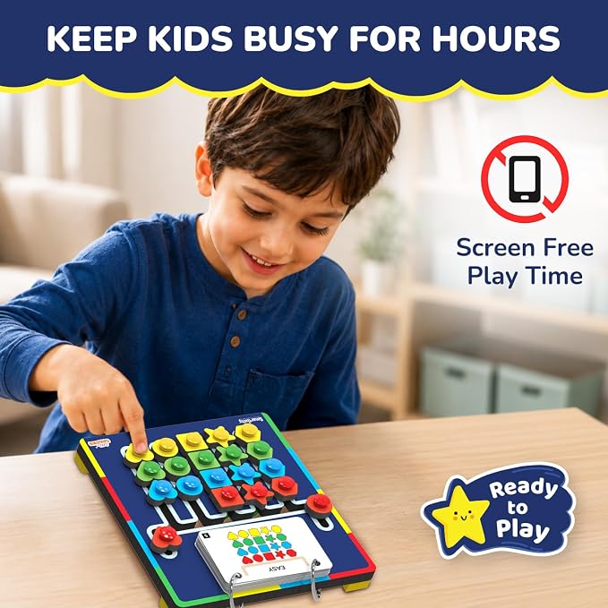 Smartivity Shape Coder Puzzle for Kids 6–12 Years | Logic & Color Sequencing Brain Game | 15 Challenge Cards, 5 Columns | Critical Thinking STEM Toy | Travel-Friendly Birthday Gift Boys & Girls