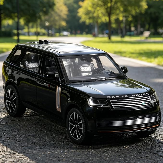 Toy Car Model 1/24 Diecast Cars Compatible with Land Rover Range Rover Off-Road SUV Collect Model Car Kits for Adults and Boys Metal Toy Cars for Kids Age 3+ Pull Back Cars with Light and Sound（Black）