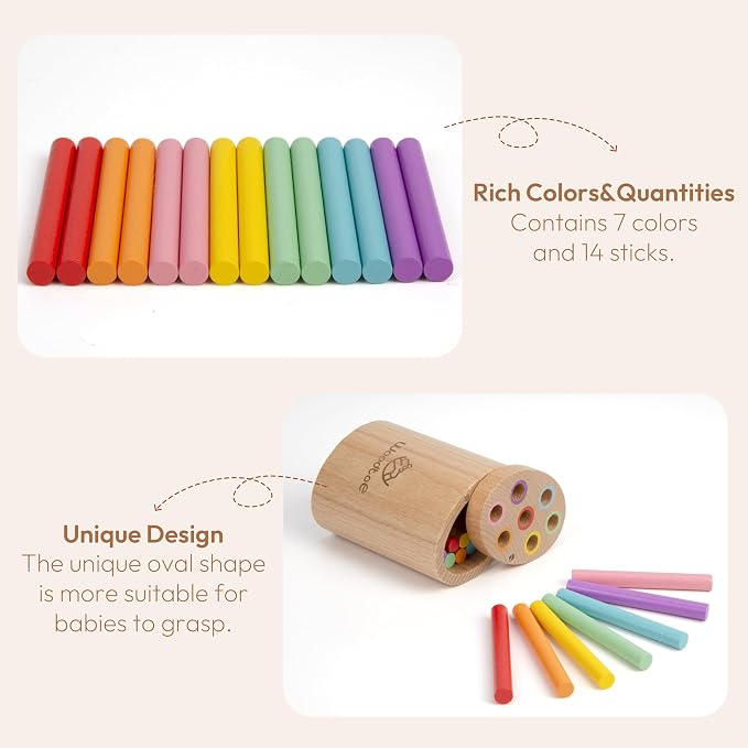 Woodtoe Montessori Sticks Toys for 1-3 Year Old, 18 Month Old Toys, 7 Colors Sorting Learning Toys for Toddlers, Wooden Sensory Toys, Fine Motor Skills, 1 2 3 Year Old Birthday Gift Toy for Boy Girl