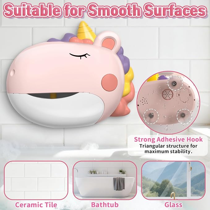 Infowush Baby Bath Toys, Unicorn Bath Bubble Machine Toddler Bath Toys for Kids Ages 1-3 4-8, Interactive Bathtub Shower Water Toys Bubble Maker with Music Christmas Birthday Gifts for Boys Girls