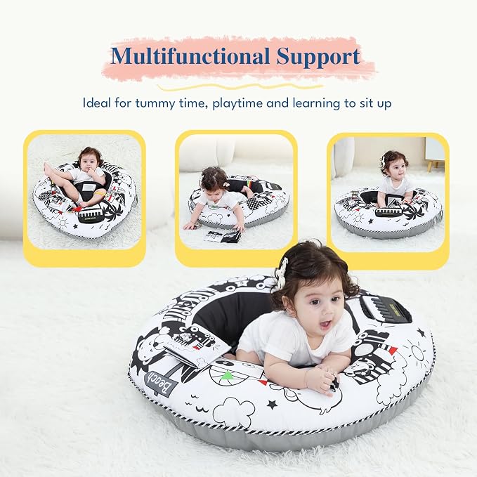 Lovvie & Joy Baby Seat and Play Activity Center Ring,Soft Infant Seats for Sitting Up Chair 0-6 Months Newborns and Older Babies with Toys for Early Sensory Exploration and Motor Skill Development