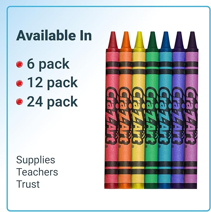 Cra-Z-Art Crayons, Bulk Pack, 24 Count, 24 Packs of Crayons, Bulk School Supplies for Classroom, Back to School Essentials
