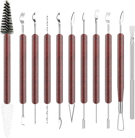 11PCS Clay Sculpting Tools Kit, Polymer Clay Tools for Pottery, Double-Head Ceramics Tool for Carving, Air Dry Clay, Pottery Kiln, Pottery Wheel, Shaping, Molding, Modeling, Adults, Students, Supplies
