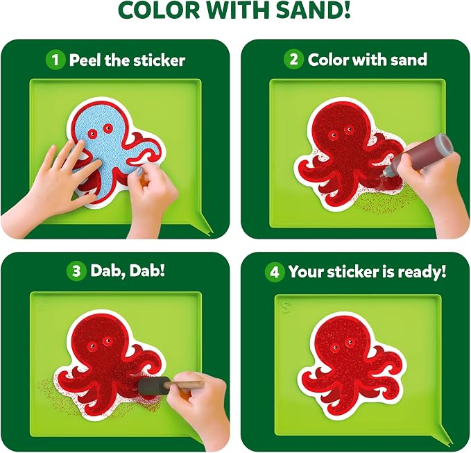 Skillmatics Sand Art Activity - Mess-Controlled DIY Animal Craft Kit with 50+ Colorful Stickers, Creative Arts & Crafts for Kids, Fun Hands-On Activity, Gifts for Ages 4, 5, 6, 7, 8, 9, 10