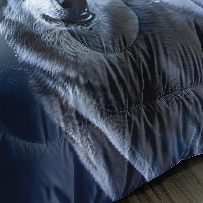 AILONEN Boys Bedding Set - Wolf Printed Comforter Set, Twin Size, 3Pcs Safari Wolves Duvet Set, 1 Quilt and 2 Pillowcases