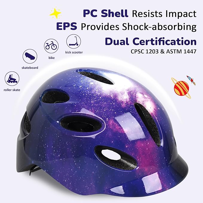 Kids/Youth Bike Helmet for Boys Girls and Teens, Adjustable and Multi-Sport for Bicycle, Kick Scooter, Skateboard, Roller/Inline Skate