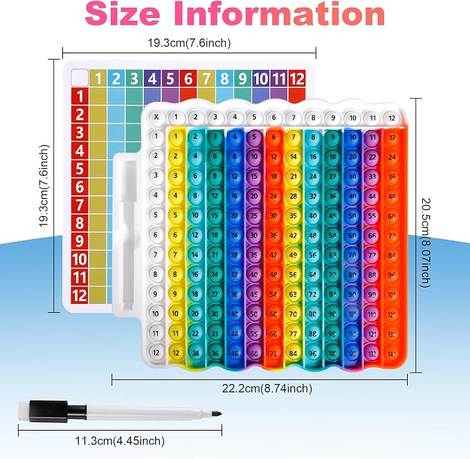 Multiplication Table Game Learning Toy Pop Multiplication Flash Cards 3rd Grade Fidget Math Game Toy 12x12 Educational Desktop Flash Card with Marker