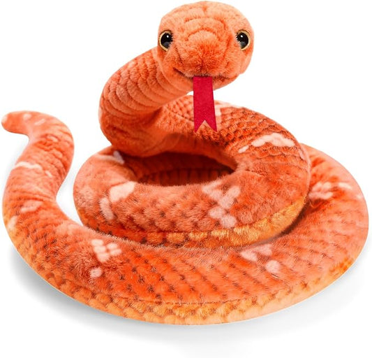 Snake Plush, Stuffed Snake Animal, 27 in Small Toy Snakes for Kids, Giant Stuffed Animals Snake, Lifelike Plush Snake for Birthday Present Party Prank Prop (Brown)