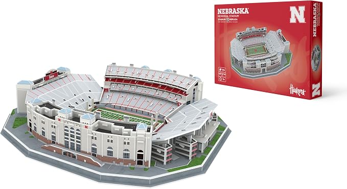 Pro-Lion 3D Jigsaw Puzzle of Nebraska Memorial Stadium – 162 Pieces | Nebraska Huskers College Football Model | NCAA Football Stadium Building Kit | Creative Gift for Men, Boys & Kids Aged 8+
