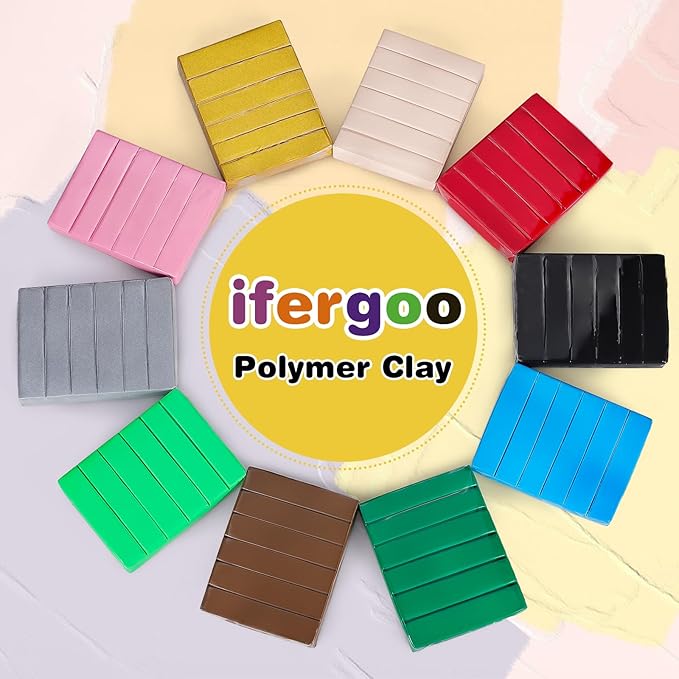 ifergoo Polymer Clay, 100g Modeling Oven Baked Model Clay for Sculpting, DIY, Artistic Creation & School Projects, Great for Kids and Adult (Pink)