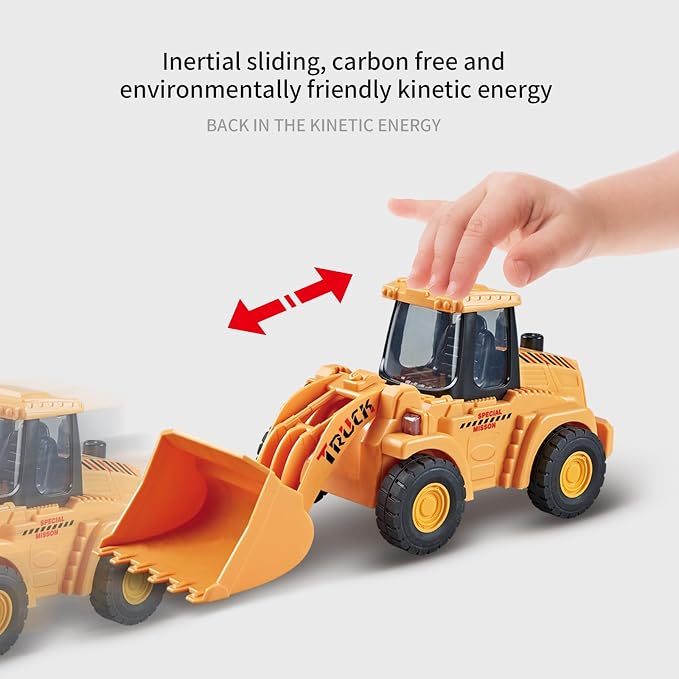 Veslier 4 Pack Construction Toys for 3 4 5 6 + Years Old Boys Kids Toddlers, Friction Powered Truck Toys for Toddlers 3 4 5 6 Years,Push and Go Car Toy,Kids Birthday Gifts for 3-6 Years Old Boys