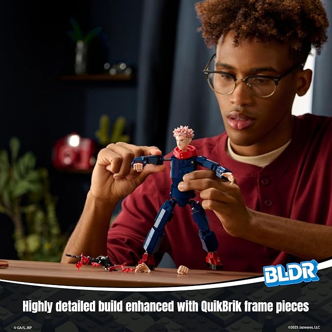 BLDR Jujutsu Kaisen Yuji Itadori Building Set - 9.5-Inch Buildable Articulated Action Figure, 0039