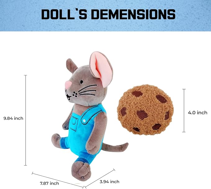If You Give Mouse a Cookie Plush Toy, Cute Mouse and Cookies Soft Stuffed Animal Plush, Book Buddies Plushie, Ideal Gift for Kids Boys and Girls
