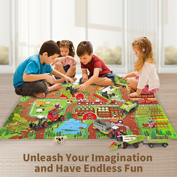 Oriate Kids Toy Dream Mat Happy Farm Activity Playmat, Parent-Child Interaction Game Rug, Ideal Children's Educational Floor Mats for Bedroom Playroom Play and Learn 552-F