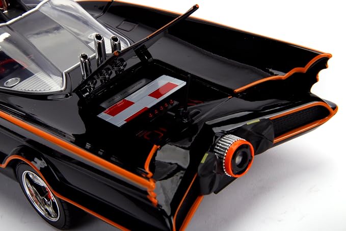 Jada DC Comics 1:18 1966 Classic TV Series Batmobile Light-Up Die-cast Car with 3" Batman and Robin Figures, Toys for Kids and Adults