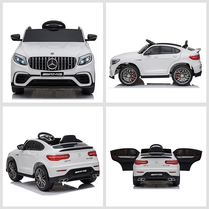 Aosom 12V Toddler Ride On Car with Remote Control, Mercedes Benz AMG GLC63S Coupe, Electric Car with 2 Speed, MP3 Player, Light, Horn, Songs, Suspension, White