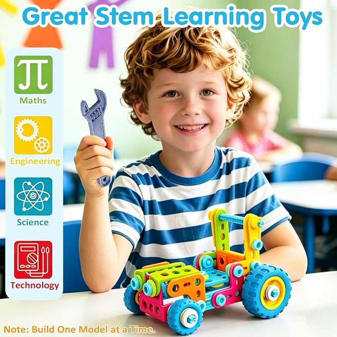 keefun STEM Toys for 4 5 6 7 8+ Year Old Boy Girl Birthday Gift, Building Toys for Kids Ages 4-8 6-8 4-6 Blocks Sets Stem Kits 5-7 4-7 3-5 Educational Learning Construction Engineering Car Truck Games