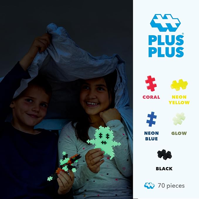 PLUS PLUS Glow in the Dark Mix Tube - Mini Interlocking Building Blocks Set, Stem Toys for Kids - Sensory Bin Fillers/Math Manipulatives Classroom Must Haves Gifts for Boys & Girls
