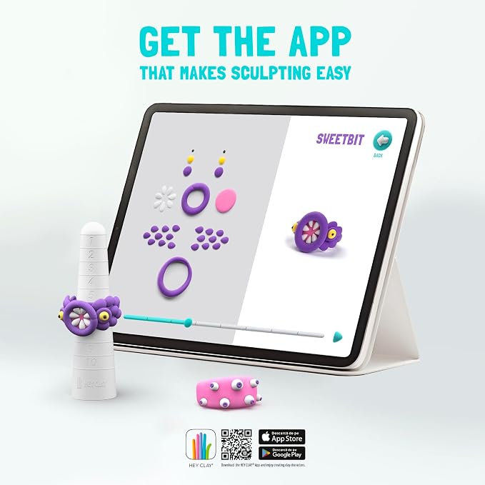 HEY CLAY Bijou - Clay Kit for Accessories Creation - Air Dry Clay with Tools and Fun Interactive App for Kids 3+ (Alien Rings)