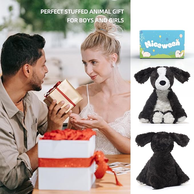 Dog Stuffed Animals Douglas Border Collie Dog Plush Toy 9.4-Inch Soft and Premium Puppy Plush Toy Gift for for Babies Children Adults,Black and White,Companionship