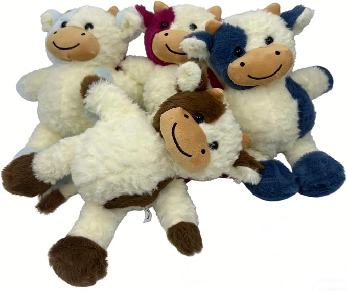 YUKOUQIAN Cow Stuffed Animal Cow Plush Doll Toy 11.8 inch for Girls Boys (Stand Cow Shen blue1)