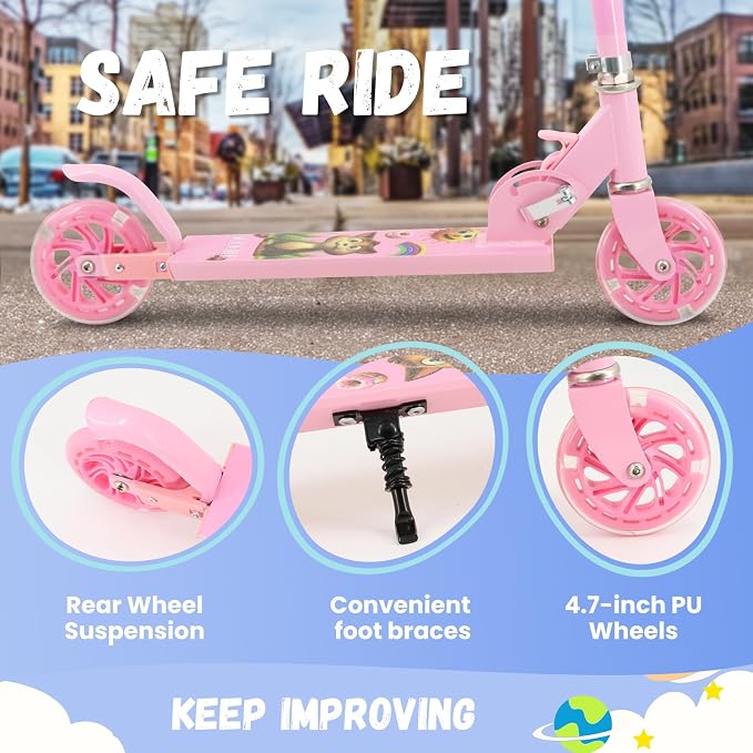 Scooter Toys for Kids Ages 6-12/3-5, Christmas Birthday Gifts for Girls Boys, Easy Folding Kids Scooter with 3 Levels Adjustable Handlebar