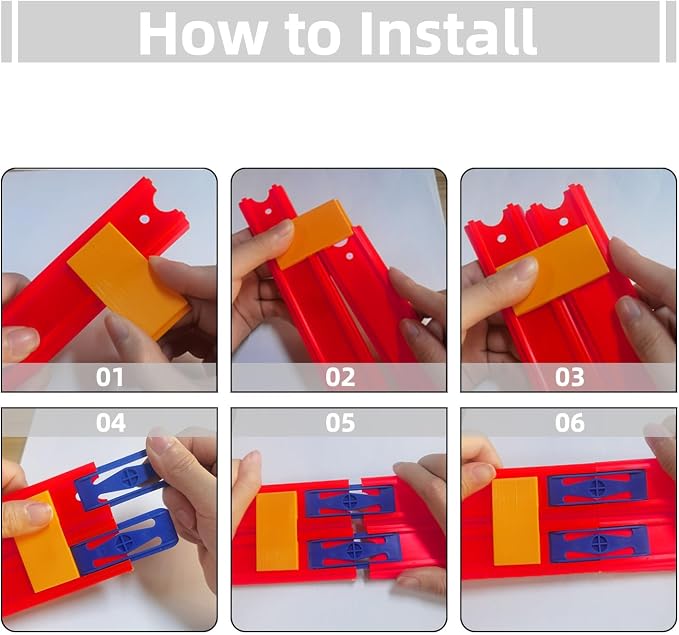 10 Blue Racetracks Connectors + 10 Orange Double Lane Connectors Compatible with Hot Wheels Straight Tracks (20 Pack)
