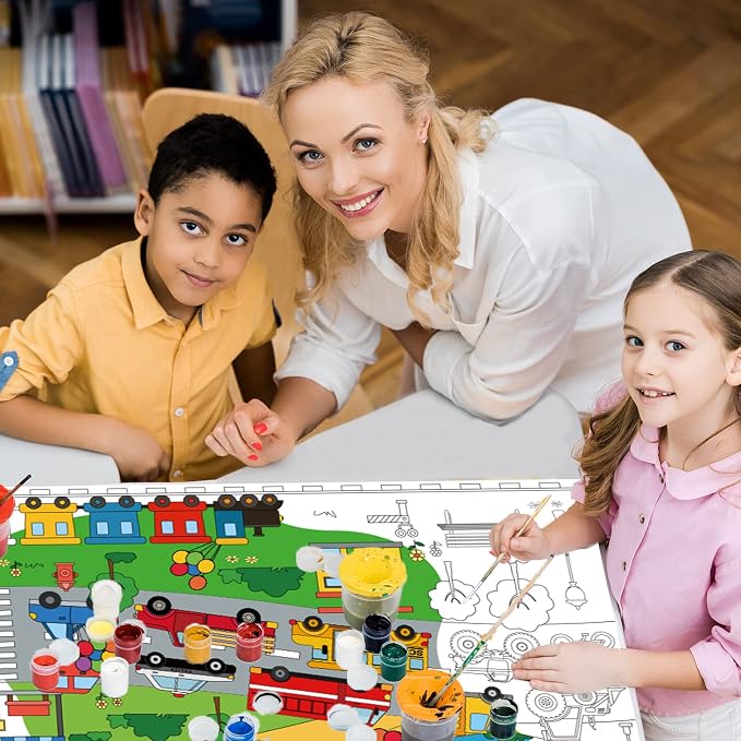 ZOIIWA Transportation Coloring Poster for Kids Giant Coloring Poster Large Traffic Car Coloring Tablecloth Jumbo Coloring Books for kids Classroom Home Birthday Party Supplies Favor 31.4 x 43.3 Inch