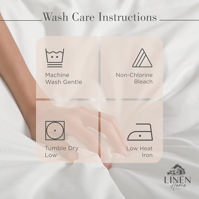 Linen Home 100% Cotton Percale Sheets King Size, Sand Shell, Deep Pocket, 4 Pieces Set - 1 Flat, 1 Deep Pocket Fitted Sheet and 2 Pillowcases, Crisp Cool and Strong Bed Linen