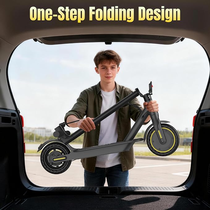 WERHY Foldable Kids Electric Scooter for Aged 6-10, 350W Motor, Max 12/16Miles Long Range, 19 MPH Max Speed, 8.5" Solid Tire, Lightweight Foldable E-Scooter with Dual Braking, Digital Display