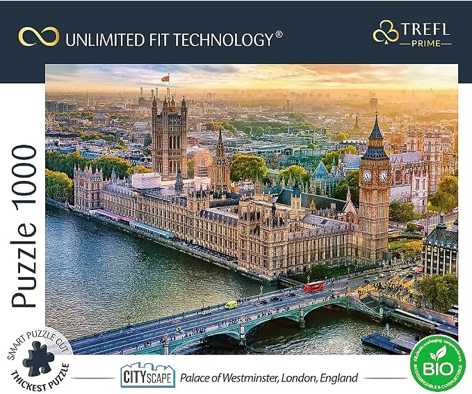 Trefl Palace of Westminster, London, England 1000 Piece Jigsaw Puzzle Prime 27"x19" Thick Cardboard, Creative Entertainment for Adults and Children from 14 Years Old