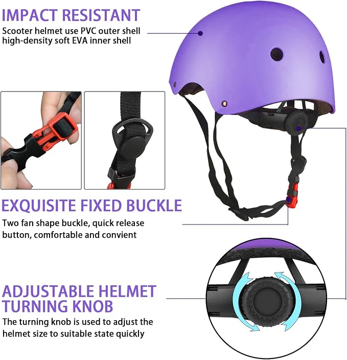 WayEee Kids Bike Helmet Set Skateboard Knee Pads, Helmet Pad Set Protective Gear Set Adjustable for Girls Kids 3-14 Helmet Elbow Pads Wrist Guards for Sport Cycling Bike Roller Skating Scooter