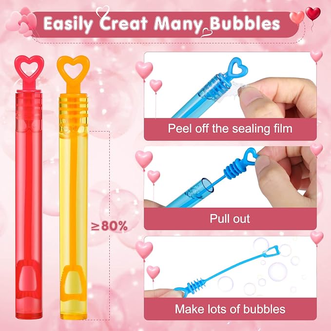 Valentines Party Favors Mini Bubble Wands 30PCS Valentines Day Gifts for Kids Valentine Heart Bubbles Bulk Goodie Bag Stuffers for Wedding Student Classroom Exchange Prizes Outdoor Toys for Girls Boys