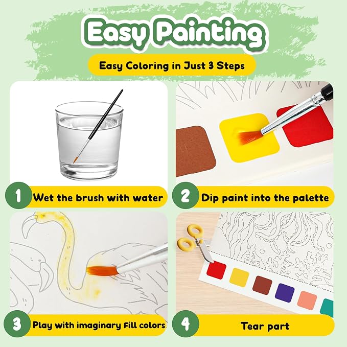 Water Coloring Book,Paint with Water Books for Kids Ages 3-5,Watercolor Painting Book for Toddlers 4-6,Creative Arts and Crafts & Airplane Travel Essentials for Boys Girls