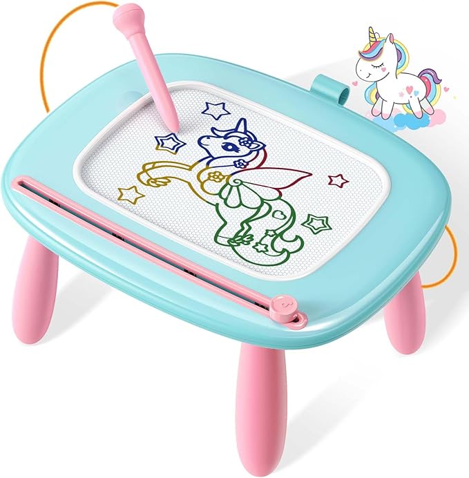 Seimome Magnetic Drawing Board, Toddler Girl Toy for 1-3 Year Old, Doodle Board Pad Learning and Educational Kids Toy for 1 2 3 Year Old Baby Birthday- Mint Blue