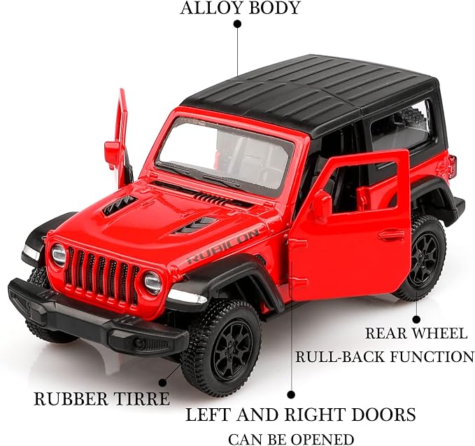 TOKAXI 1/36 Scale Wrangler Rubicon Diecast Car Models,Pull Back Vehicles Toy Cars,Cars Gifts for Boys Girls