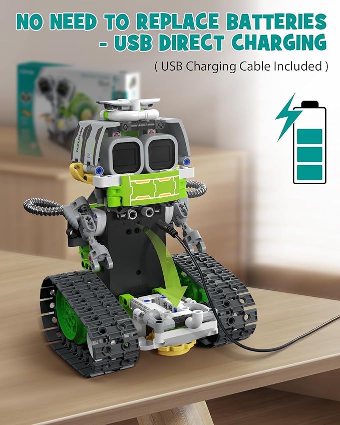 Opmind 5in1 STEM AI Robot Toys Building Set, 478Pcs APP & Remote Control Engineering Erector Blocks for Kids Age 6-8, Coding Interactive Educational Christmas Birthday Gift for 10-12 Year Boys & Girls