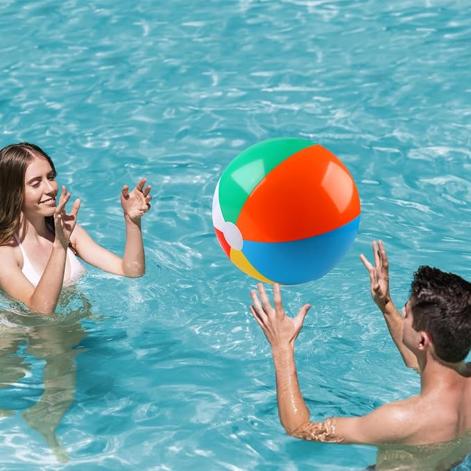REGUICORP 2 Pack Beach Balls, 20 Inch Beach Balls, Rainbow Color Pool Toys Pool Balls for Swimming Pool, Beach Toys Inflatable Ball for Summer Parties and Water Games