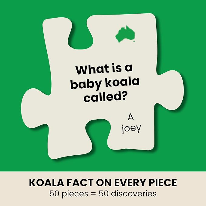 Koala Trivia Puzzle - 50 Piece Life-Size Koala Puzzle with Wildlife Facts on Every Piece | Educational Animal Gift for Kids & Families | Livuzzle