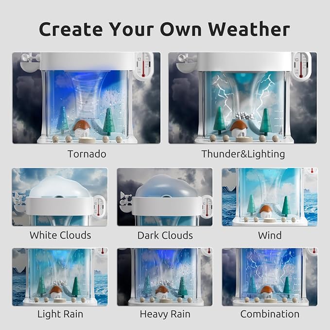 Science Can STEM Kits for Kids Age 6-8, Multifunctional 3-in-1 Weather Station for Kids, Educational Science Kits with 8 Weather, Humidifier & White Noise Mode, Birthday Gifts for 5 6 7 8 Girls Boys