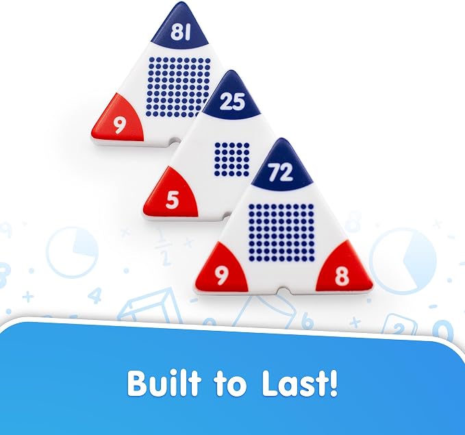 Junior Learning: Multiplication Triangles - Cover & Learn, Memorize Multiplication-Division Equations, Color-Coded Visual Math Manipulative, Melamine