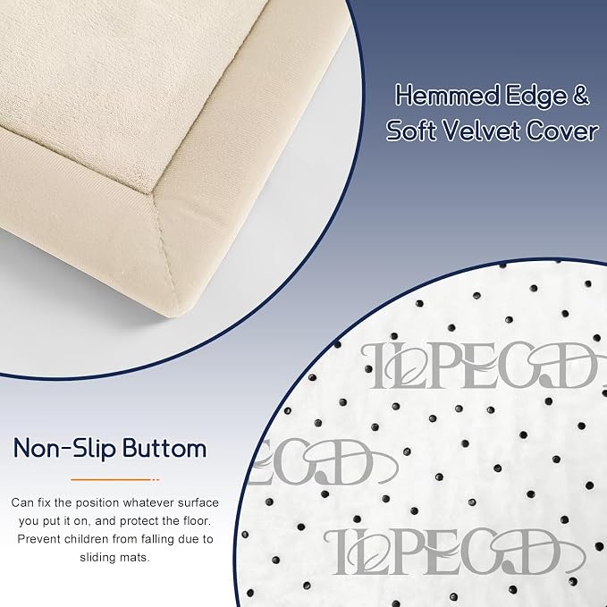 Baby Play Mat for Floor Nursery Rug Muscle Mat Area Rug Playroom Rug 79"x158" Playpen Mat Elastic Foam 1.3" Thick Crawling Mat for Babies,Toddlers, Infants, Kids,A Beige