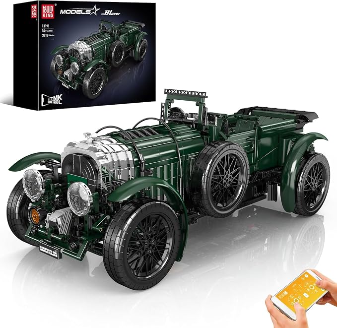 Mould King 13191 Classic Cars Building Blocks Sets, MOC Scale Model Kit with Engine Battery and Motors Vintage Car Model, Collectible Set for Adults, Gift Toy for Age 14+ (3918+ Pieces)