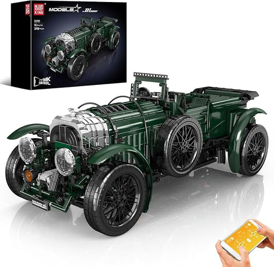 Mould King 13191 Classic Cars Building Blocks Sets, MOC Scale Model Kit with Engine Battery and Motors Vintage Car Model, Collectible Set for Adults, Gift Toy for Age 14+ (3918+ Pieces)