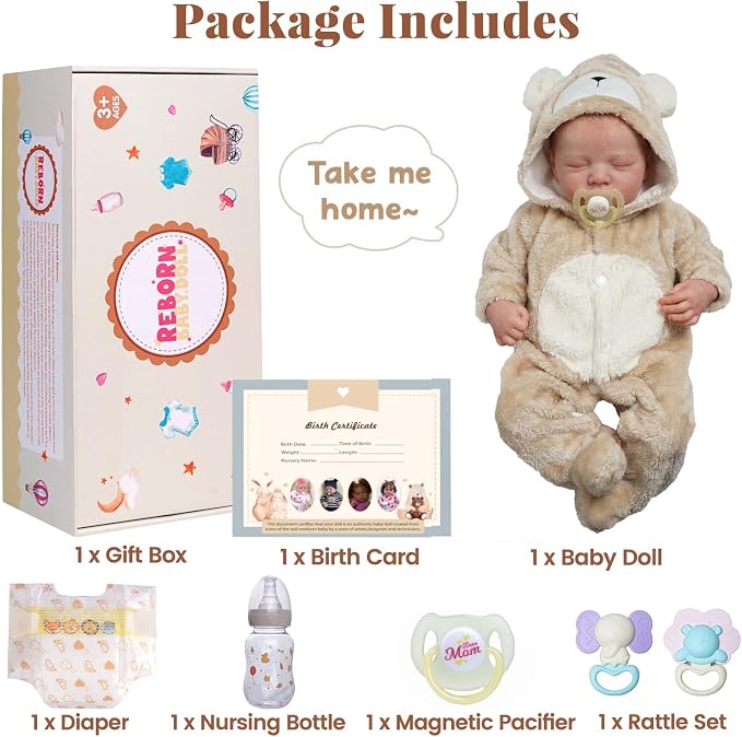 BABESIDE Lifelike Reborn Baby Dolls Boy - 17-Inch Baby Soft Body Realistic-Newborn Baby Doll Silicone Full Body Vinyl Real Life Baby Dolls with Toy Accessories for Kids Age 3+