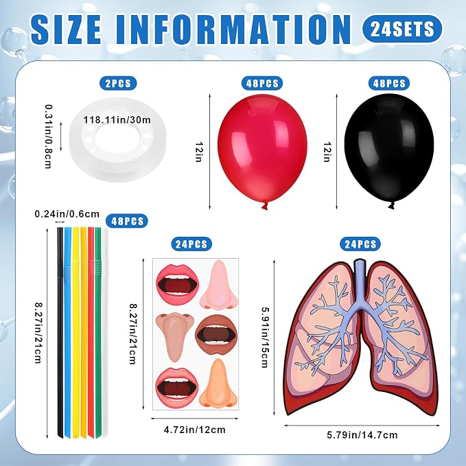 Libima 24 Sets Lung Model Respiratory System Model Toys Science Classroom Study Display Biologic Anatomy Doll and Human Body Puzzle Learning Homeschool Preschool Early Childhood Teaching Aid