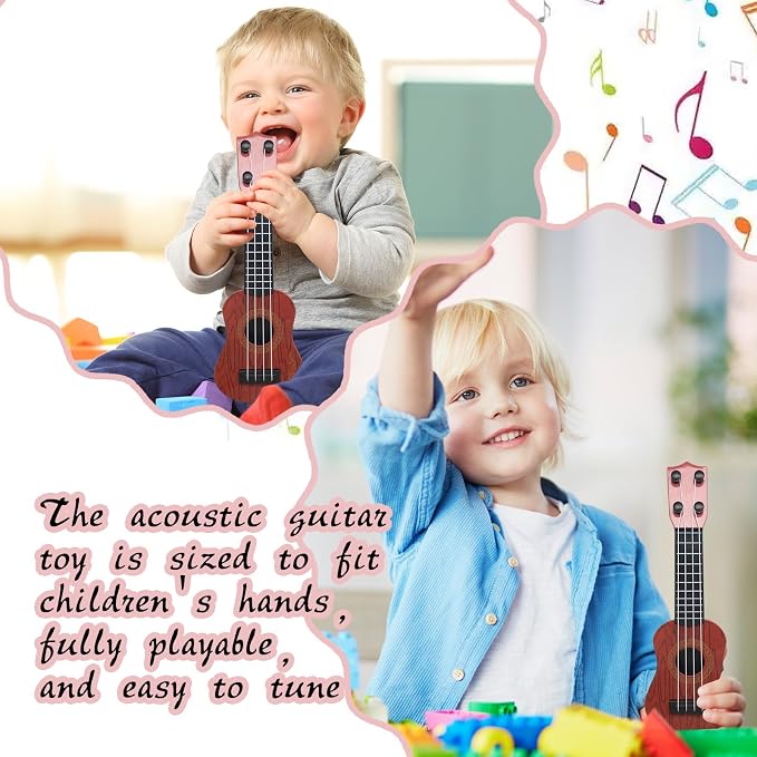 15 Pcs Kids Toy Guitar 10 Inch Mini Classical Ukulele Guitar Toy Beginner Rhyme Developmental Musical Instrument Toddlers Ukulele Guitar Cute Guitar Toy for Toddler Educational Toy Supplies